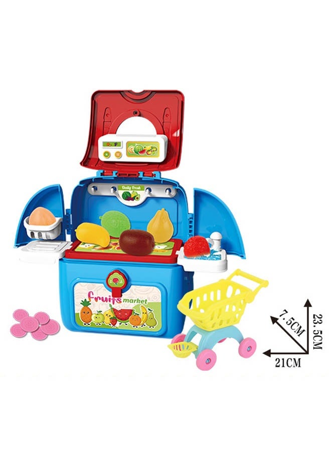 إيزي سو مجموعة ألعاب فواكه للأطفال، مجموعة أدوات للأطفال مكونة من 16 قطعة، ألعاب حقيبة ظهر للأطفال، ألعاب حيوانات لطيفة، ألعاب منزلية تظاهرية مناسبة للأولاد والبنات، هدية تفاعلية بين الوالدين والطفل - Image 2