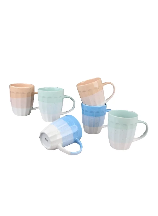 Bien Servi 6-Piece Microwave and Dishwasher Safe Mug Set with Stand Multicolor 10 Oz