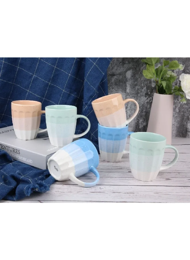 Bien Servi 6-Piece Microwave and Dishwasher Safe Mug Set with Stand Multicolor 10 Oz