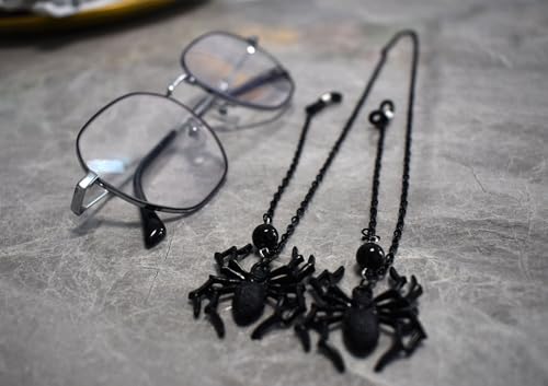 HAISENGO Women Men Glasses Chains Sunglass Eyeglass Chain Goth Necklace Eyewear Reading Glasses Retainer Strap Holder lanyards with Spider Pendant (Big Spider) - Image 5