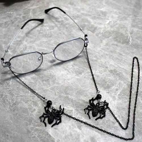 HAISENGO Women Men Glasses Chains Sunglass Eyeglass Chain Goth Necklace Eyewear Reading Glasses Retainer Strap Holder lanyards with Spider Pendant (Big Spider) - Image 2