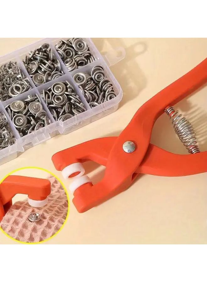 Orange Snap Pliers And Snap Combination Set With Transparent Box For Sewing DIY Crafts - Image 1