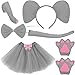 Newcotte 6 Pieces Elephant Costume Kids Set Include Grey Elephant Ears Headband Nose Tail Paws Bow Tie Tutu Skirt Halloween Animal Fancy Dress Costume Kit Party Cosplay Accessories for Birthday - Image 2