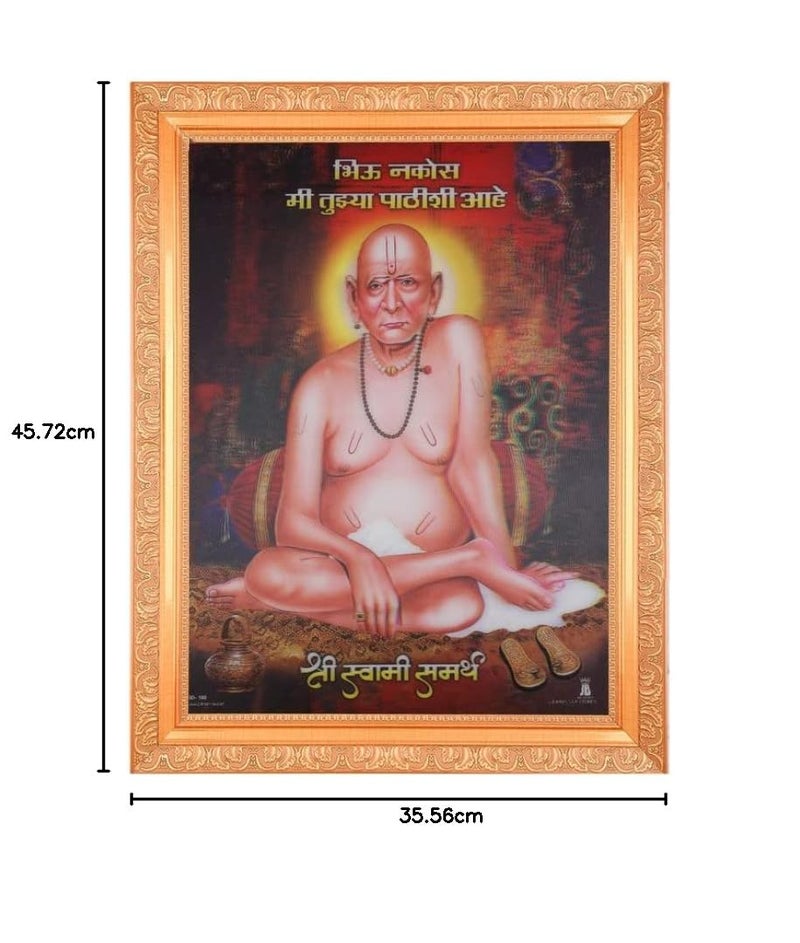 BM TRADERS Swamy SamarthJi 5 Dimensional Layer With 5D Effect Art Work Photo In Golden Frame Big 14 X 18 Inches OR 3556 Cm X 4572 Cm - Image 4