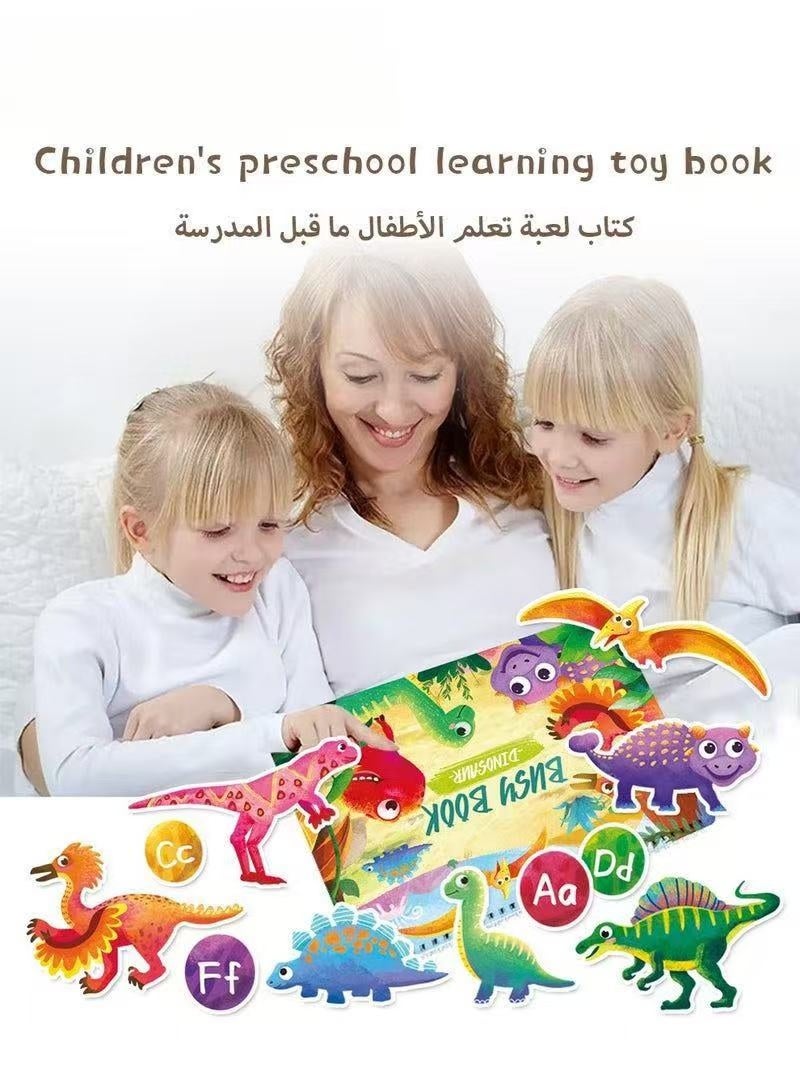 Prime Choice Dinosaur Busy Book for Toddlers 3-6 Years, Montessori Preschool Learning Activities, Reusable Sticker Quiet Book, Early Education Sensory Travel Toy with 8 Washable Markers, Shapes, Alphabet & Number Matching - Image 5