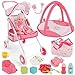 deAO Baby Doll Stroller Set with 12 Baby Dolls Nursery Playset 17 PCS Baby Doll Accessories with Play MatStorage BagBaby Stroller Toys for Girls Toddlers 3 Pretend Play Gifts - Image 2