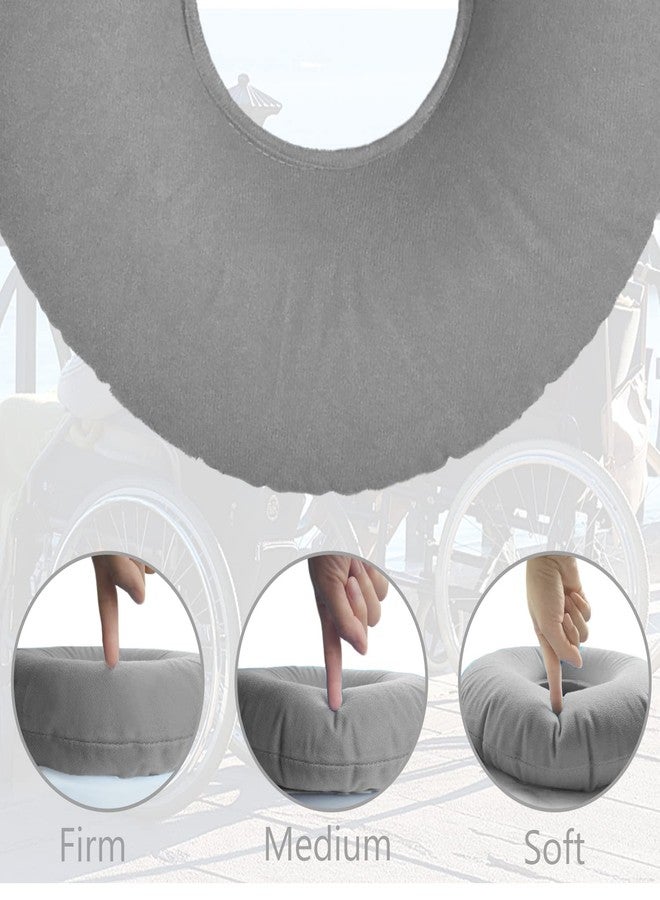 Shineyid 2 Pack Donut Pillow, Donut Cushion Seat, Inflatable Ring Cushion with A Pump, Hemorrhoid Seat Pillow, Round Wheelchairs Seat Cushion for for Home, Car or Office (15" Blue & Gray) - Image 5