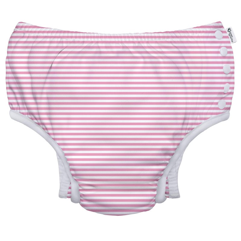 green sprouts Snap Reusable Absorbent Swimsuit Diaper Light Pink Pinstripe 4T