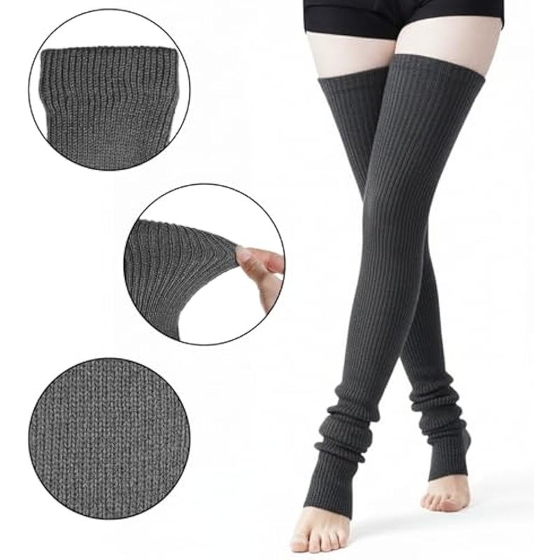 Leg Warmers Knee High Socks Footless Thick Winter Leg Warmer for Women 80s Party - Image 3