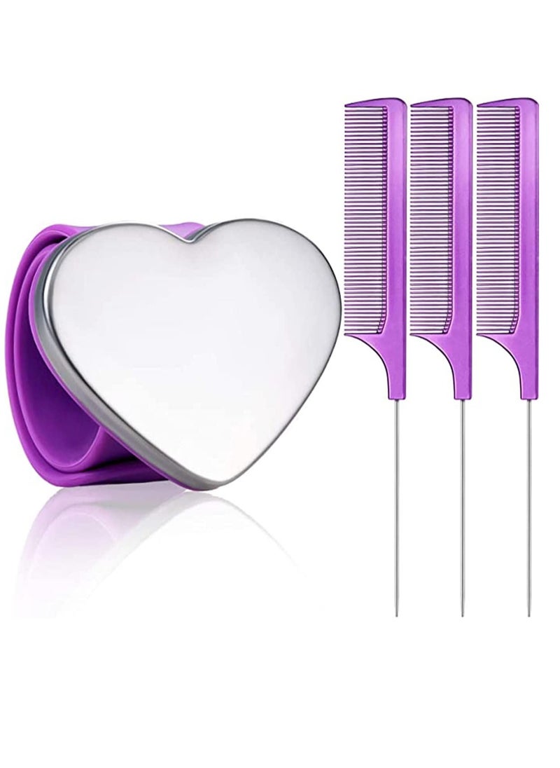KASTWAVE Magnetic Wrist Sewing Pincushion Wrist Magnetic Pin Holder Wristband Pin Cushion Holder with 3 Pieces Stainless Steel Pintail Comb Rat Tail Comb Parting Comb for Hair Clips Hand  - Image 1