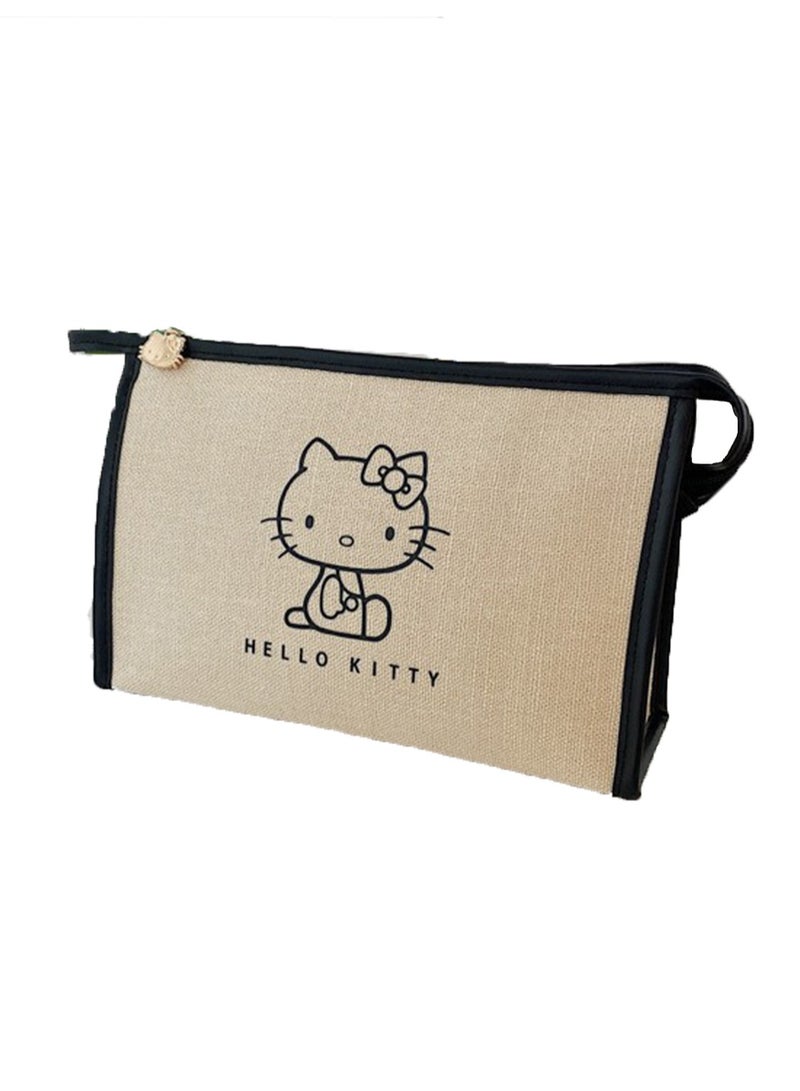 Hello Kitty Women's Canvas Handheld Cosmetic Bag, Toiletry Bag, Portable Cosmetic Bag - Image 1