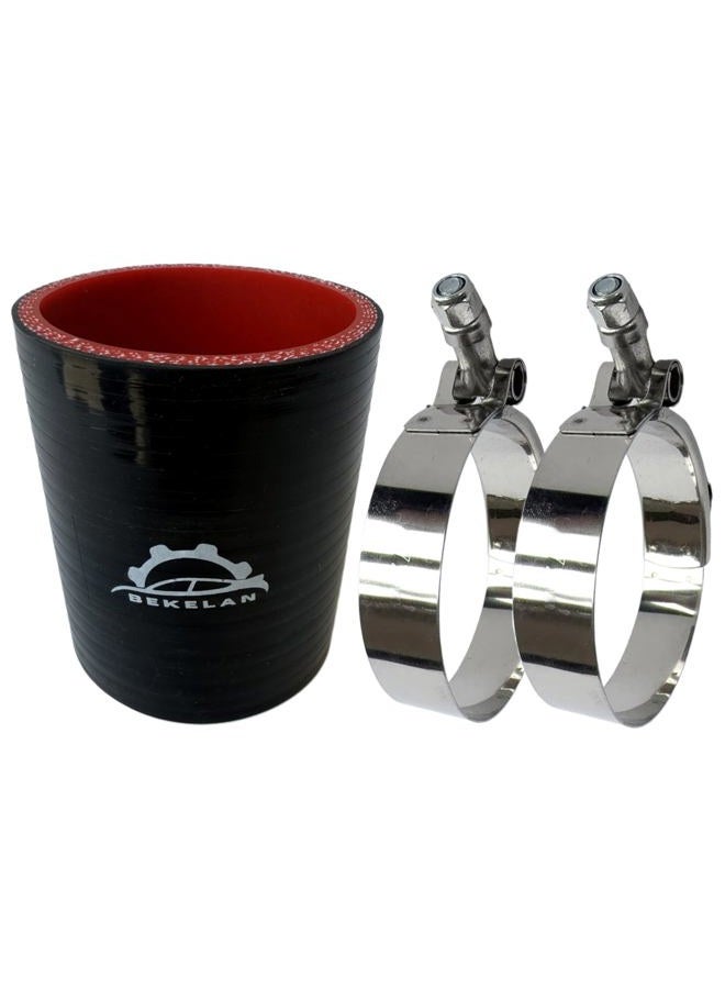 Bekelan 2.25" ID (57mm) Straight Silicone Hose Coupler With Stainless T-Bolt Steel Clamp - Heavy Duty 4-Ply Reinforced Design for Automotive Turbo/Intercooler/Intake Piping/Industrial Hydraulic - Image 1