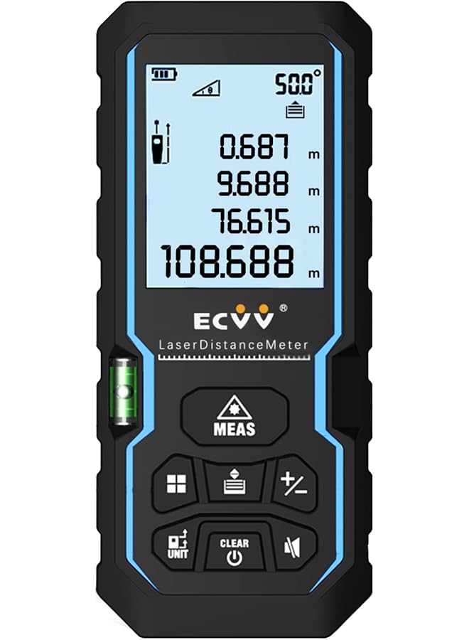 erorex Range Finder Distance Meter Portable Handle Digital Laser Measure Tool Tape Measure Area Volume With Bubble Level And Lcd 4 Line Display 100M - Image 1