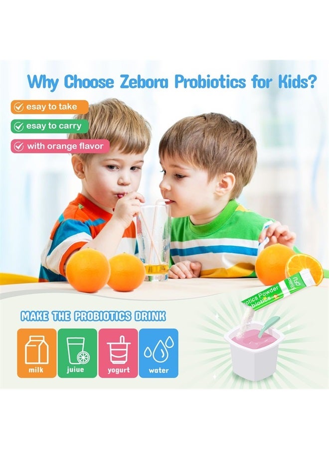ZEBORA Kids Probiotic & Prebiotics Powder Age 3+ Support Children's Digestive & Immune System with Natural Source, Promotes Constipation Relief, Non-GMO, Gluten-Free, 30 Packets with 5 Billion CFUs - Image 3