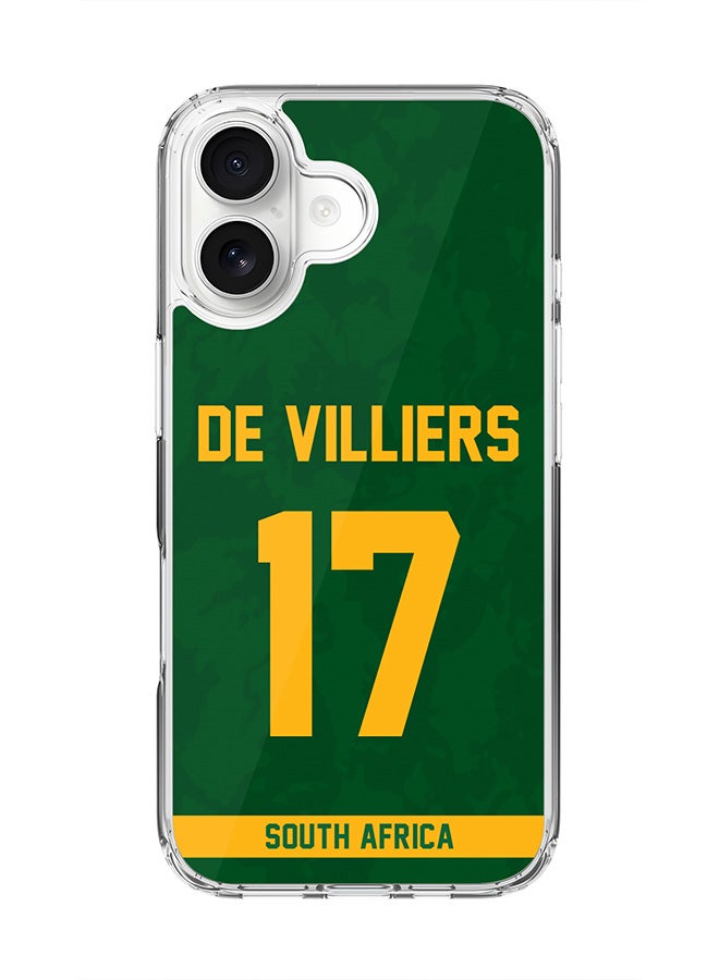 Stylizedd Classic Clear MagSafe Case for iPhone 17 , Hybrid Soft Case Flexible Edges Anti Drop TPU PC Gel Thin Transparent Cover [ Designed for iPhone 17 ] - South Africa AB de Villiers, Jersey No 17
