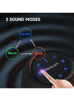 Zealot Zealot S64 Bluetooth Speakers,360° Surround 75W Portable IP67 Wireless Bass Boost Loud Speakers with Subwoofer,Bluetooth 5.3 Stereo Dual Pairing Speakers,Lights,30H Playtime for Home,Party,Gift (Upgraded)  - Image 4