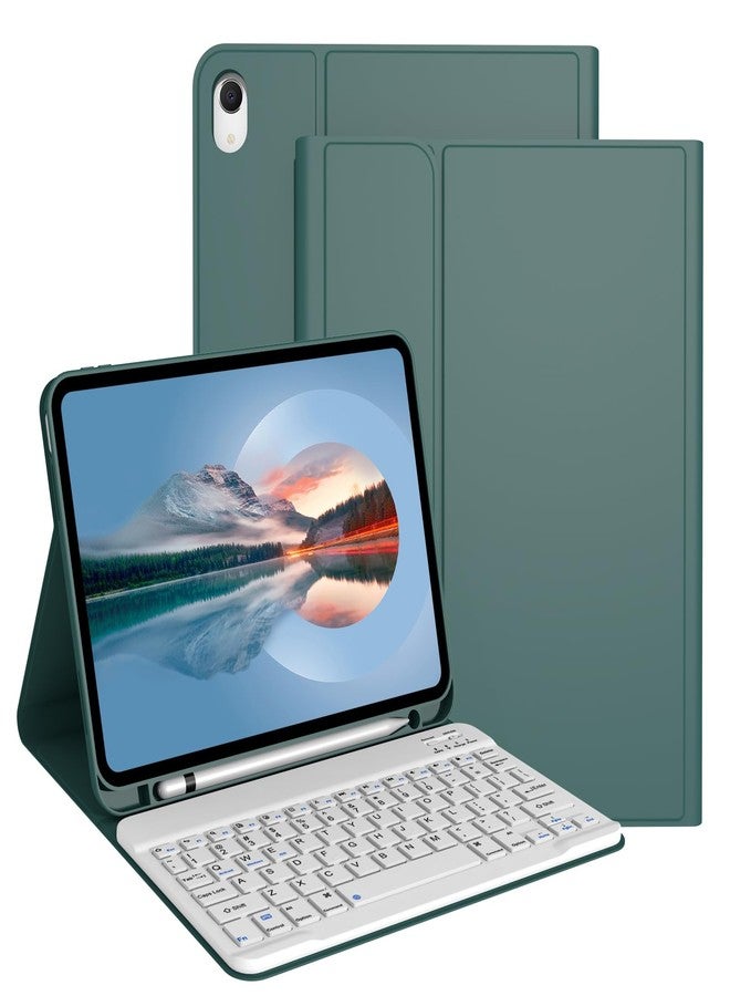 Divufus Keyboard Case for iPad 11th Generation (A16) 2025, for iPad 10th Generation 2022 [Magnetic Detachable Wireless Keyboard][Support 3 System] Folio Case with Pencil Holder, Dark Green - Image 1