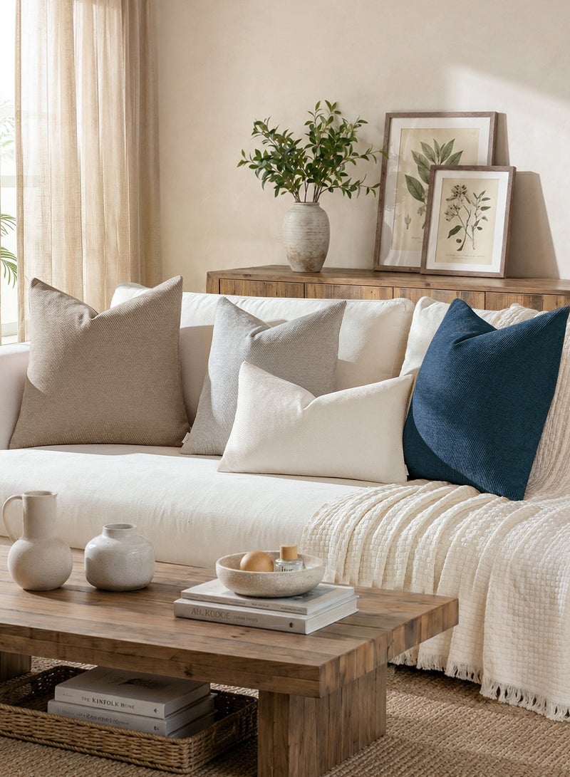 a moment Pack of 2 Decorative Chenille Throw Pillow Covers with Twill Cushion Covers for Sofa Living Room Couch Bed 12x20 Inch（30x50 CM) Blue - Image 2