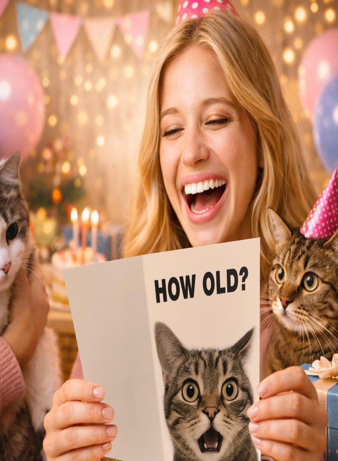 AMI Funny Birthday Card 5"x7" Humor Blank Inside DIY Greeting Card with Sealing Sticker and Envelope,Cute Card for Women Men Friends Family Coworkers Cat Lovers - Image 4