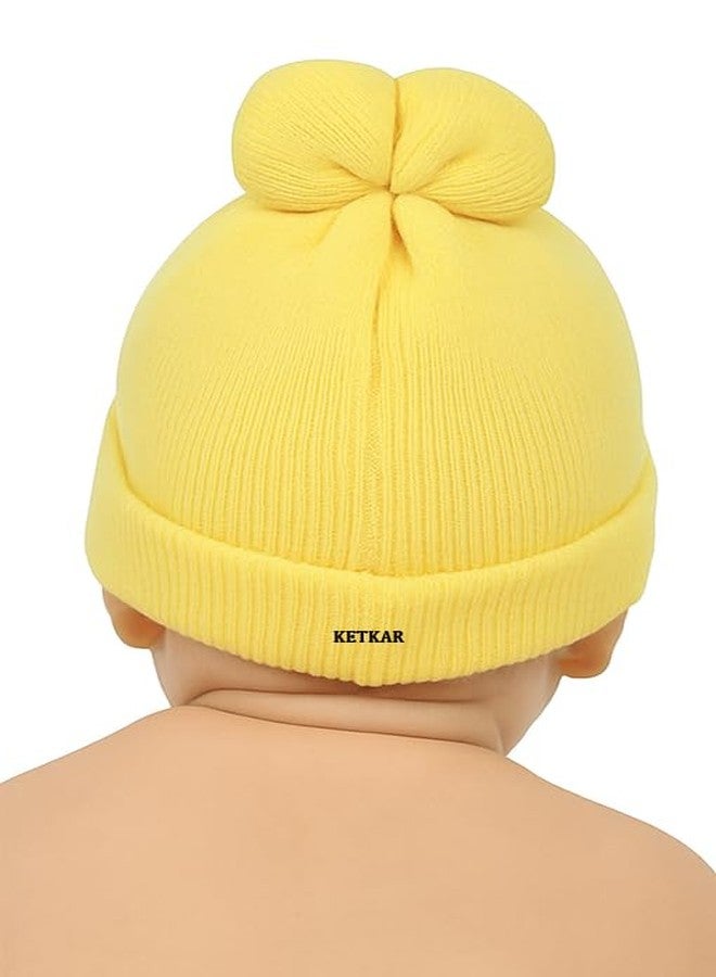 KETKAR Baby Winter Woolen Caps - Soft & Warm Beanie Hats for Newborns & Kids | Unisex Stretchable Knit Caps for Boys & Girls (Pack of 3),Multi_1, 6-12 Months - Image 3