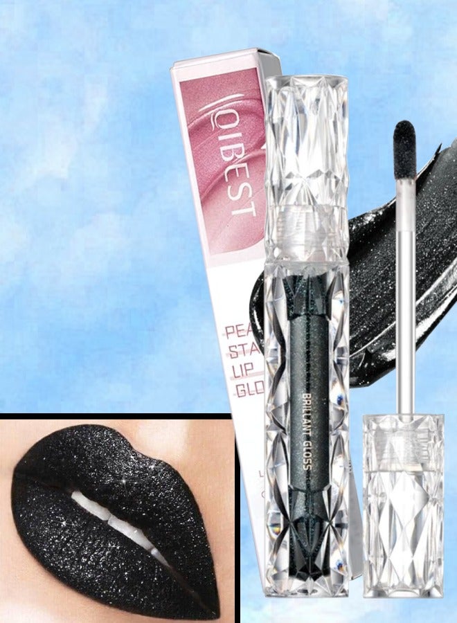 QiBest Pearly Stay Lip Gloss Diamond Matte Lip Oil Gloss Glitter Metallic Liquid Lipstick Glitter Shimmer Lip Glaze Shimmery Finish High Pigment Long Lasting Lip Gloss Tint Makeup No.10 - Image 1