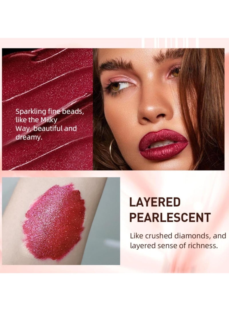 QiBest Pearly Stay Lip Gloss Diamond Matte Lip Oil Gloss Glitter Metallic Liquid Lipstick Glitter Shimmer Lip Glaze Shimmery Finish High Pigment Long Lasting Lip Gloss Tint Makeup No.10 - Image 3