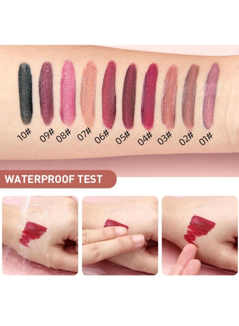 QiBest Pearly Stay Lip Gloss Diamond Matte Lip Oil Gloss Glitter Metallic Liquid Lipstick Glitter Shimmer Lip Glaze Shimmery Finish High Pigment Long Lasting Lip Gloss Tint Makeup No.10 - Image 4