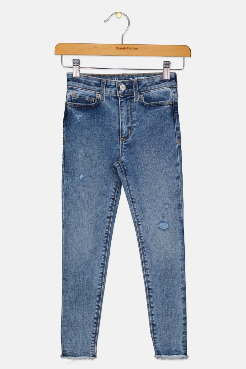 GAP Kids Girl Washed Stretchable Denim, Blue  - Image 1