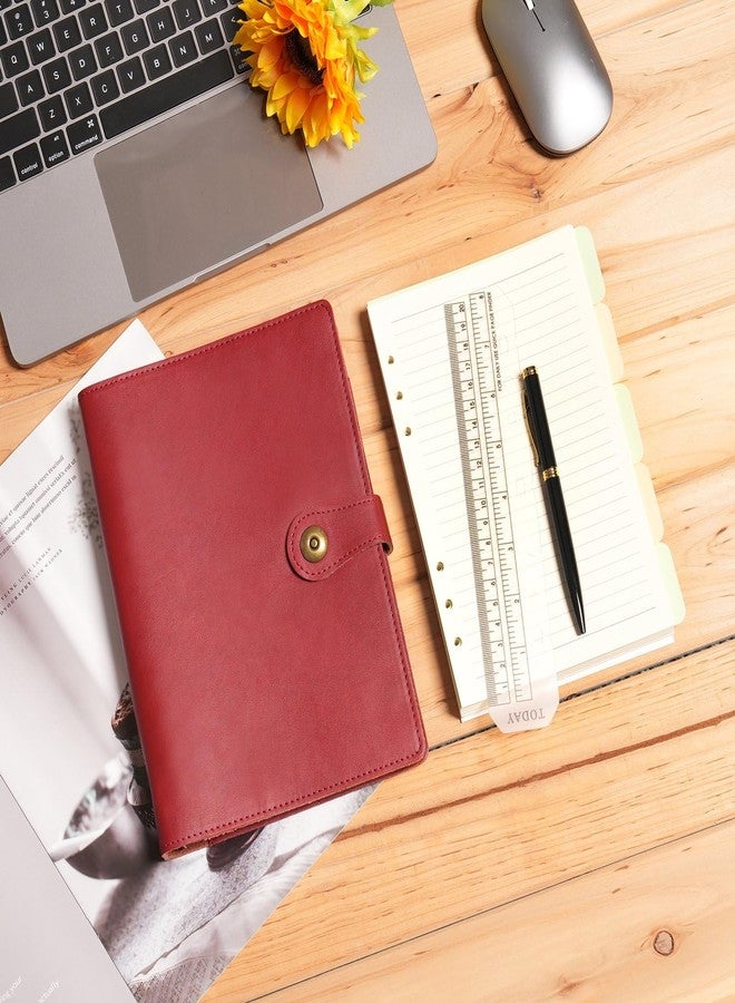 Wonderpool A5 Binder Journal Leather Spiral Notebook Refillable College Ruled Paper, Budget Binder Rings Diary Organizer with Pen for Office School Travel Business Planning Writing (Wine red,A5) - Image 2