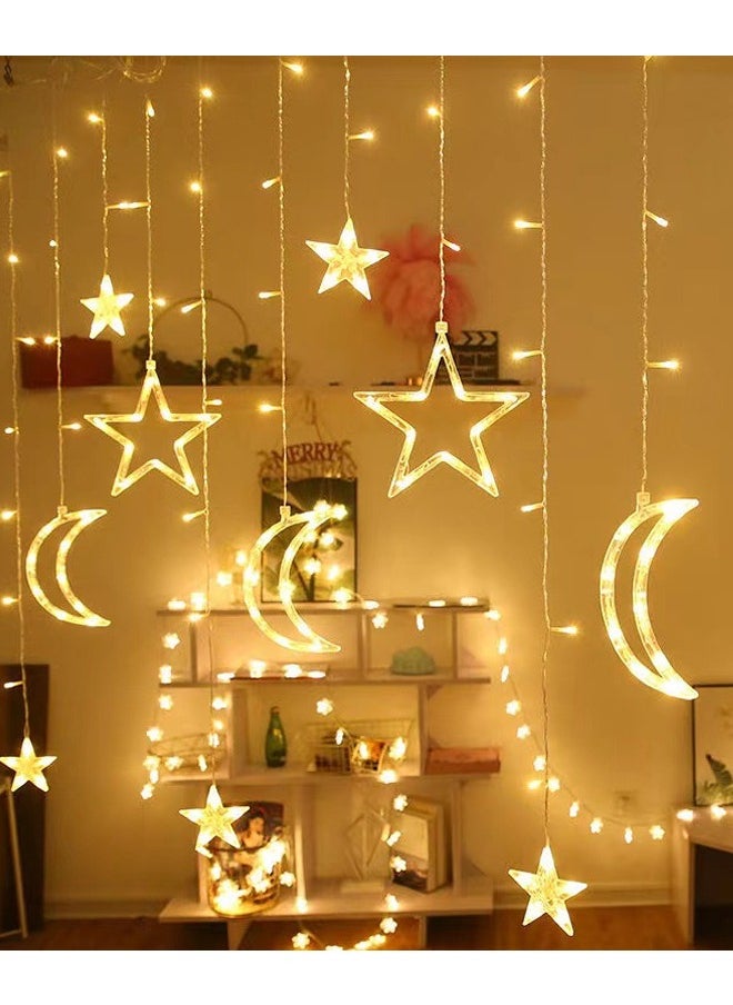 HOMESTAR Solar-Powered LED Star and Moon String Lights Fairy String Star Decorative Lights with Ideal Curtain Lights for Bedroom, For Party and Festival  Multicolour 3.5meter  - Image 1
