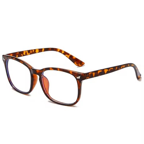 Dervin Blue Light Blocking Blue Cut Zero Power anti-glare Retro Square Eyeglasses frame for Eye Protection from UV by Computer/Tablet/Mobile/Laptop (Leopard White) - Image 1