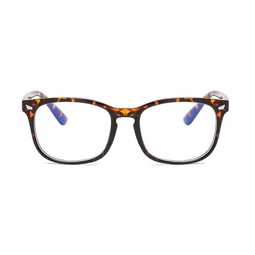 Dervin Blue Light Blocking Blue Cut Zero Power anti-glare Retro Square Eyeglasses frame for Eye Protection from UV by Computer/Tablet/Mobile/Laptop (Leopard White) - Image 2