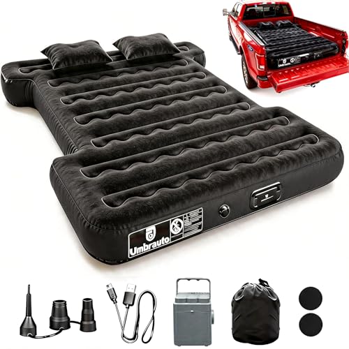 Umbrauto Builtin Pump Air Mattress for 5558ft Full Size Short Truck Bed Inflatable Camping Airbed with Rechargeable Cordless Pump for Truck Tent Camper - Image 1