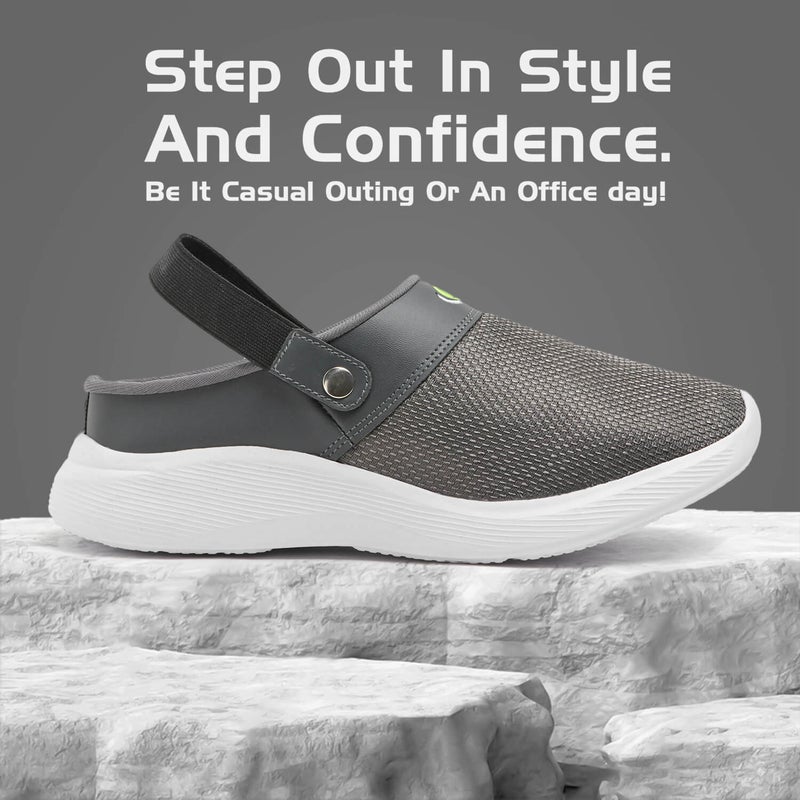 Face Dark Grey Summer Clogs for Men - Image 4