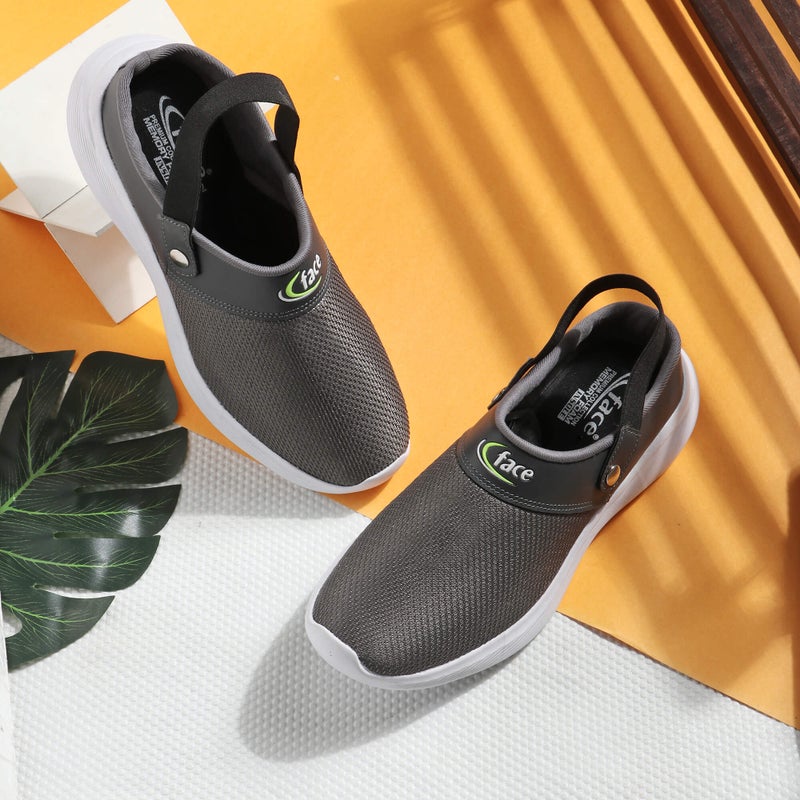 Face Dark Grey Summer Clogs for Men - Image 1