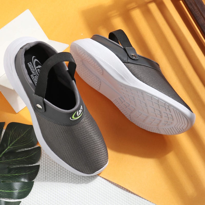 Face Dark Grey Summer Clogs for Men - Image 2