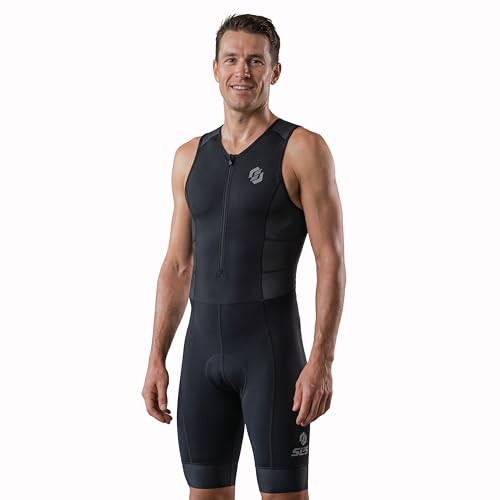 SLS3 Triathlon Suits Mens - Durable Sleeveless Tri Suit Men Triathlon Suit - Lightweight Trisuit with 2 Pockets for Storage (Midnight Black, Small) - Image 2