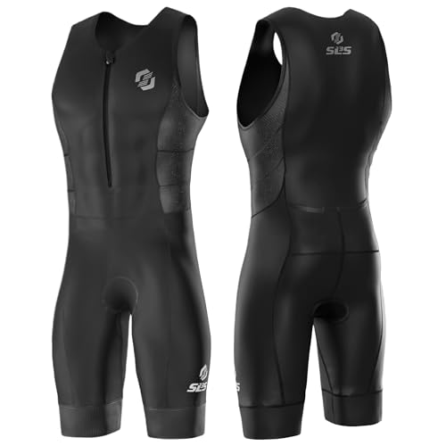 SLS3 Triathlon Suits Mens - Durable Sleeveless Tri Suit Men Triathlon Suit - Lightweight Trisuit with 2 Pockets for Storage (Midnight Black, Small) - Image 1