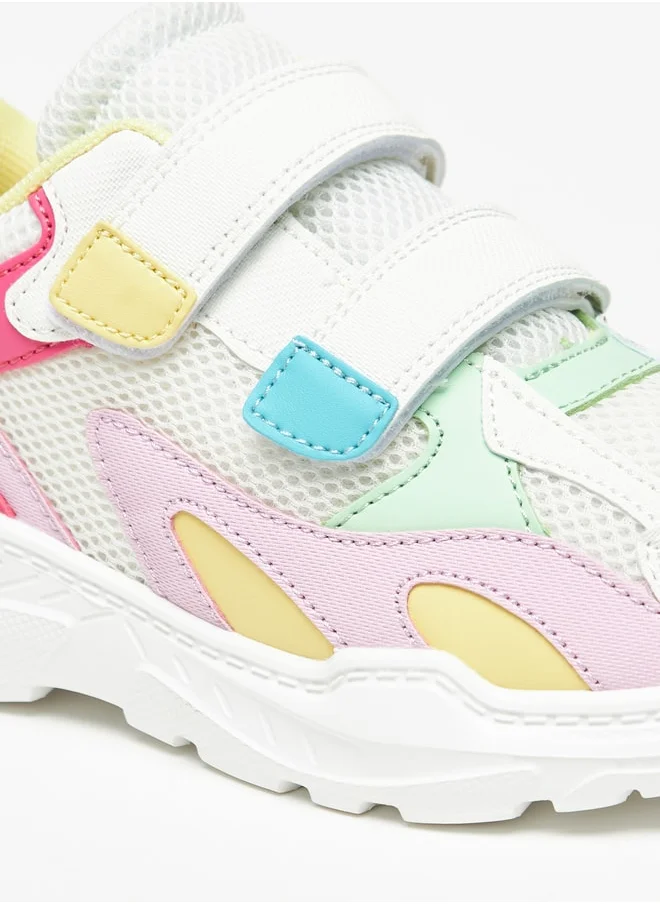 ميسي Girls Little Missy Colourblock Sneakers with Hook and Loop Closure