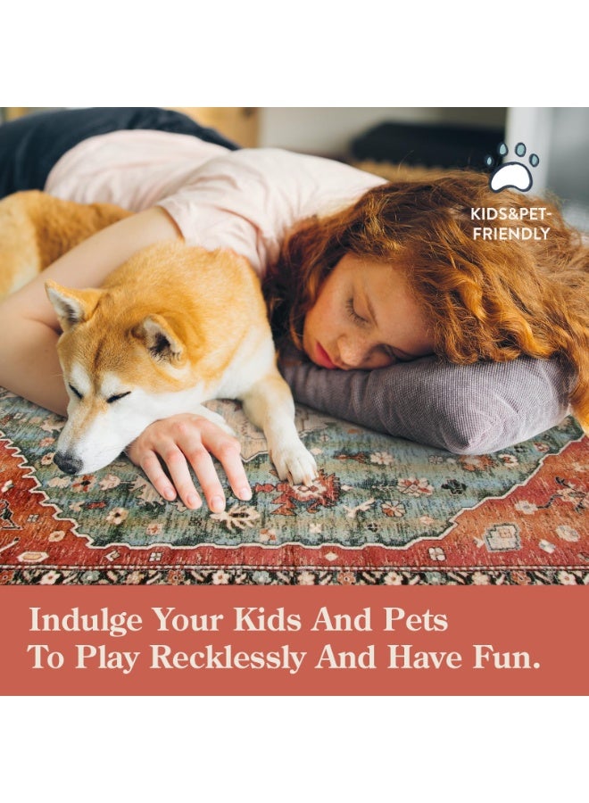 Bukela 140 x 200CM Area Rugs, Ultra-Thin Washble Rug, Persian Crystal Print Home Decor Area Rug, Stain Resistant Anti Slip Backing Rugs, for Bedroom, Dining Room, Home Office - Image 5