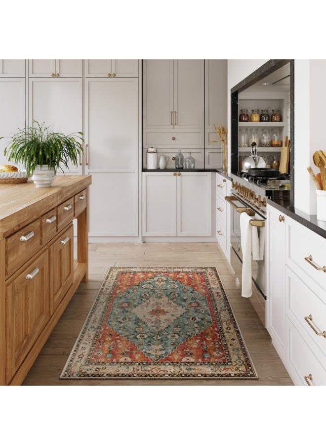 Bukela 140 x 200CM Area Rugs, Ultra-Thin Washble Rug, Persian Crystal Print Home Decor Area Rug, Stain Resistant Anti Slip Backing Rugs, for Bedroom, Dining Room, Home Office - Image 3