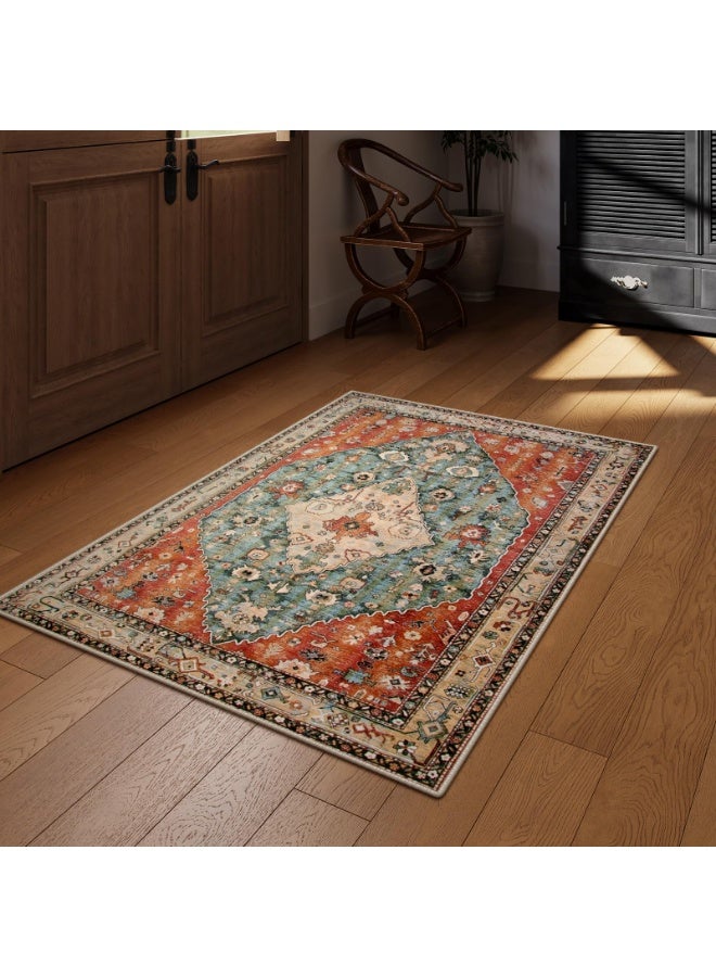 Bukela 140 x 200CM Area Rugs, Ultra-Thin Washble Rug, Persian Crystal Print Home Decor Area Rug, Stain Resistant Anti Slip Backing Rugs, for Bedroom, Dining Room, Home Office - Image 2