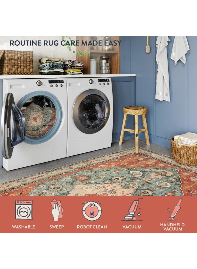 Bukela 140 x 200CM Area Rugs, Ultra-Thin Washble Rug, Persian Crystal Print Home Decor Area Rug, Stain Resistant Anti Slip Backing Rugs, for Bedroom, Dining Room, Home Office - Image 4