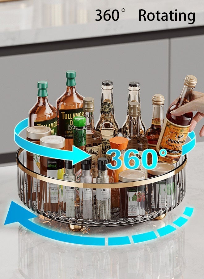 Hanayo منظم مكياج دوار 360° حافظة تخزين مستحضرات التجميل وعرض العطور متعددة الوظائف لسطح الطاولة في الحمام (شفاف) - Image 5