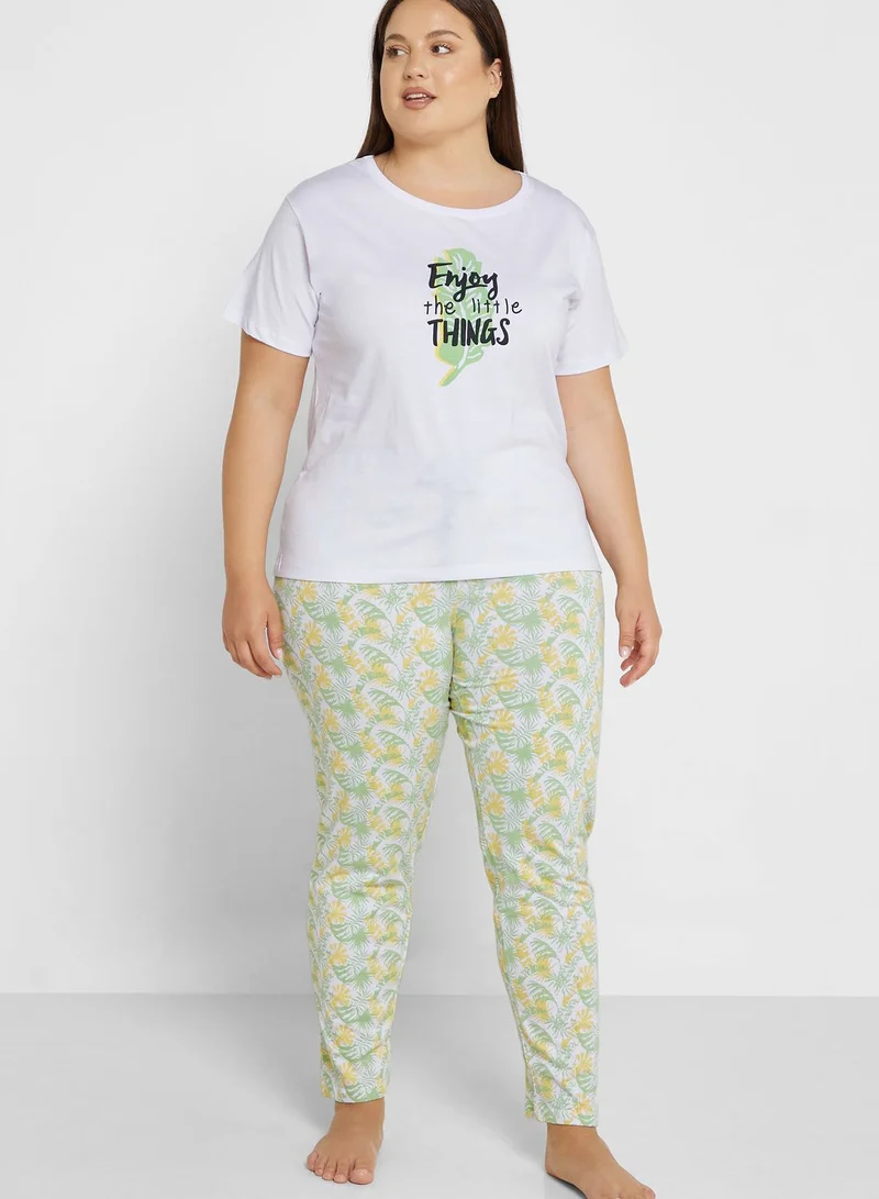Ginger Plus Graphic Nightwear T-Shirt And Pyjama Set