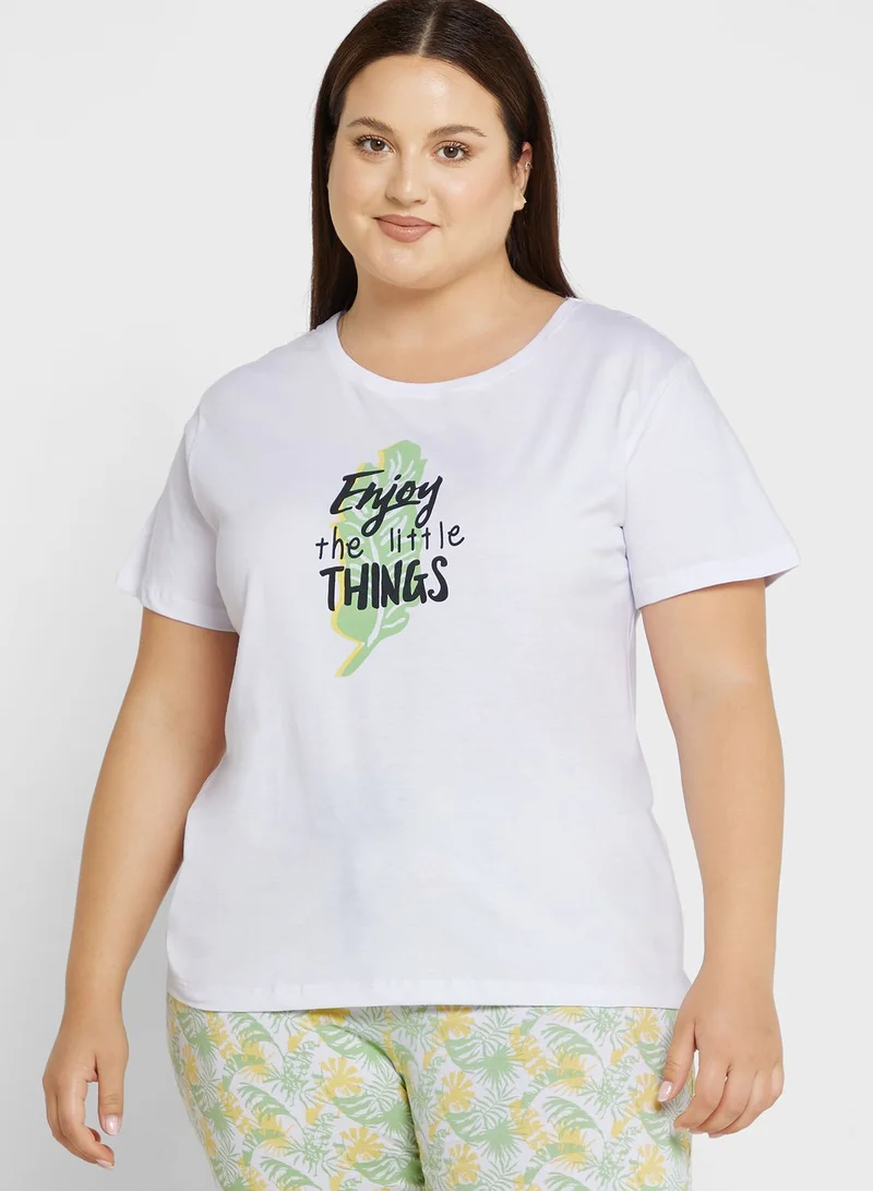 Ginger Plus Graphic Nightwear T-Shirt And Pyjama Set