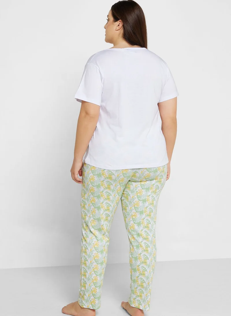 Ginger Plus Graphic Nightwear T-Shirt And Pyjama Set