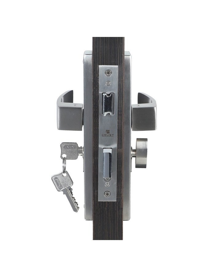 CRUST Heavy Duty Mortise Door Lock Set for Main Door, Door Handle Lock Set for Main Door Lock, Office/Hotel/Bathroom (CRZ-10001, Matt Satin) - Image 1