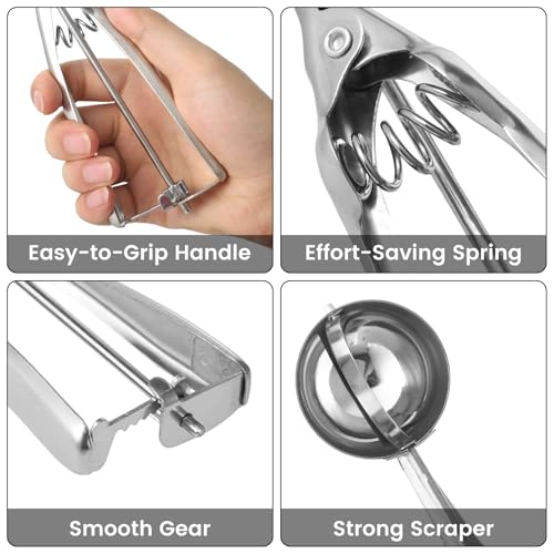 LifHap Cookie Scoop,Set of 3 Cookie Dough Scoops for Baking 1 Tbsp,2 Tbsp,3 Tbsp,Stainless Steel Ice Cream Scooper with Trigger Release for Cupcake,Ice Cream,Muffin,Meatball,Melonball - Image 5