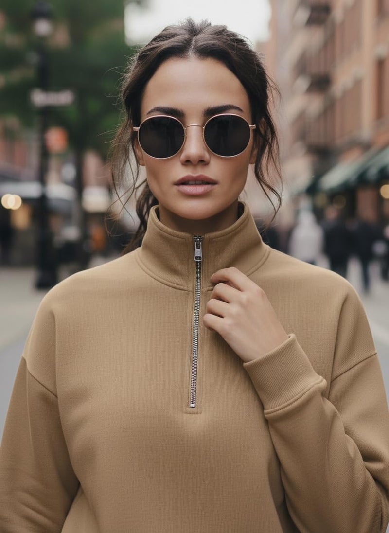 Mack Jonney Solid Half Zipper Track Suit for Women | Co-ord Set | Warm Fleece Tracksuit Set | Full Sleeve Sweatshirt-M6208 - Image 5